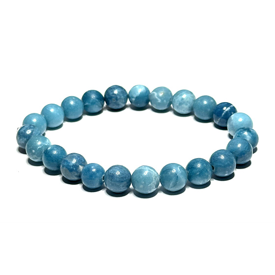 Larimar Armband elastisch Naturstein, Kugel 8 mm / 16-17 cm, Stein der mythischen Atlantis
