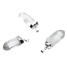 Kristallspike in Metall Anhänger Naturstein 3,5 - 4,5 cm 1 Stück, Steinchen