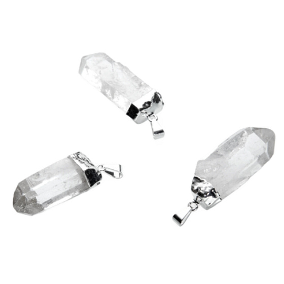 Kristallspike in Metall Anhänger Naturstein 3,5 - 4,5 cm 1 Stück, Steinchen