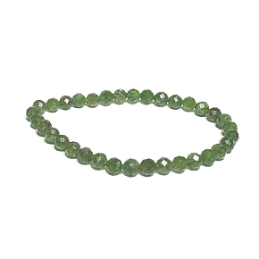 Diopsid-Facettenarmband elastischer Naturstein, Perle 5 mm / 16-17 cm, doppelter Reinigungsstein