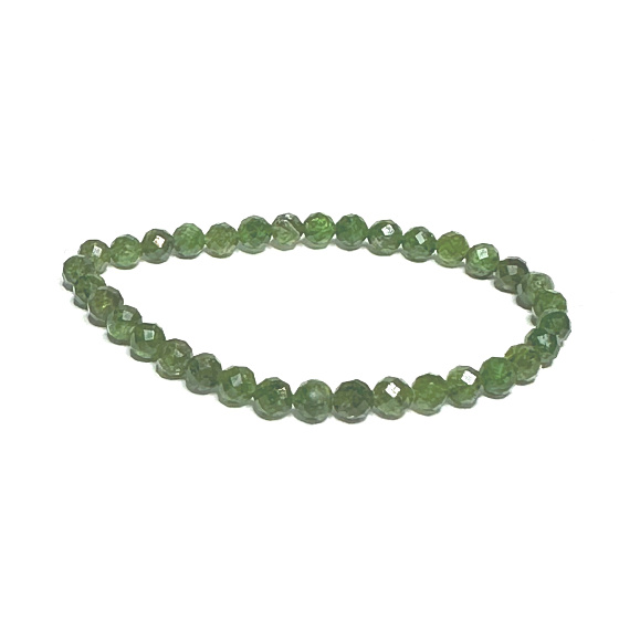 Diopsid-Facettenarmband elastischer Naturstein, Perle 5 mm / 16-17 cm, doppelter Reinigungsstein