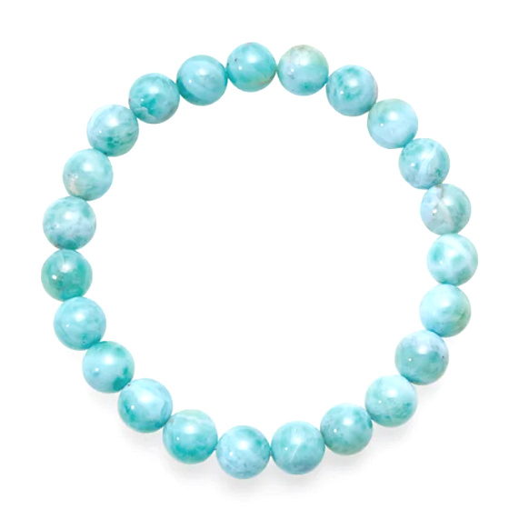 Larimar-Armband elastischer Naturstein, Kugel 7 mm / 16 - 17 cm, Stein des mythischen Atlantis