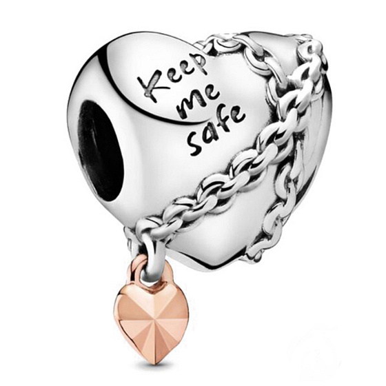  Srdce s řetízkem Keep me safe, stříbrný 925 korálek na náramek