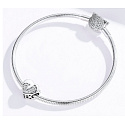 Charme Sterling Silber 925 Herz Fußabdruck Perle auf Armband Familie