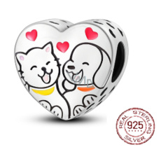 Sterling Silber 925 Katze und Hund Herz Perle für Haustier-Armband Sterling Silber 925 Katze und Hund Herz Perle für Haustier-Armband