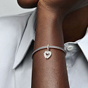 Charms Sterling Silber 925 Perle weiß Herz 2in1, Anhänger für Armband Familie