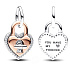Charms Sterling Silber 925 Zweifarbiges rotierendes Herz Vorhängeschloss 2in1, Liebesarmband Anhänger