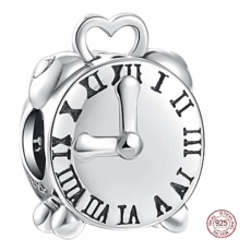 Charme Sterling Silber 925 Wecker, Uhr, Perle auf Armband Symbol