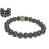 Achat schwarz matt mit königlichem Mantra Ohm-Armband elastischer Naturstein, Kugel 8 mm / 16-17 cm, gibt Mut und Kraft