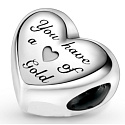 Sterling Silber 925 Herz gewölbt Gold, Liebe Perle auf Armband