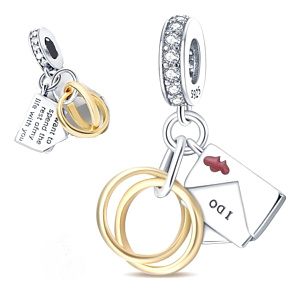 Charme Sterling Silber 925 Ringe + Versprechen für das Leben, Anhänger am Armband Liebe Charme Sterling Silber 925 Ringe + Versprechen für das Leben, Anhänger am Armband Liebe