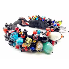 Altes Glasarmband handgefertigt aus Nepal aus Glasperlen 21 cm 75 g