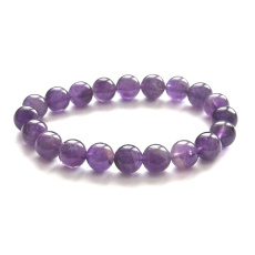 Amethyst Armband elastisch Naturstein, Kugel 10 - 11 mm / 16 - 17 cm, AA Qualität, Stein der Könige und Bischöfe