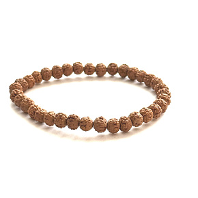 Rudraksha elastisches Armband aus natürlichen Samen, Kugel 6 mm / 16 - 17 cm