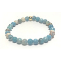 Larimar-Armband elastischer Naturstein, Kugel 6 mm / 16 - 17 cm, Stein des mythischen Atlantis