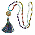 108 Mala 7 Chakra Halskette, Meditationsschmuck, Naturstein, geknüpft, Quaste 9 cm, Perle 6+8 mm
