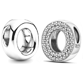 Sterling Silber 925 Alphabet Buchstabe O, Armband Perle