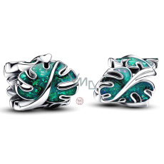 Charm Sterling Silber 925 Tropische Pflanze Monstera, Perle auf Armband Pflanze Charm Sterling Silber 925 Tropische Pflanze Monstera, Perle auf Armband Pflanze