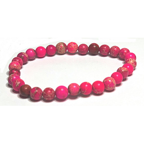 Jaspis / Regalit Imperial Meeressediment rosa Armband elastisch gemischtes Mineral, Kugel 6 mm / 16 - 17 cm