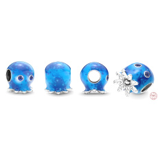 Charm Sterlingsilber 925 Oktopus mit Blasen und Meereswellen, Perle für Meeresarmband Charm Sterlingsilber 925 Oktopus mit Blasen und Meereswellen, Perle für Meeresarmband