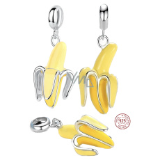 Charms Sterling Silber 925 Banane, Essen und Trinken Armband Anhänger Charms Sterling Silber 925 Banane, Essen und Trinken Armband Anhänger