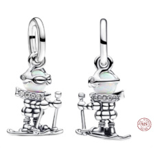 Charm Sterlingové stříbro 925 Lyžař, sport, přívěsek na náramek sport