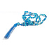 108 Mala Achat blau Halskette, Meditationsschmuck, Naturstein, elastisch, Quaste 8 cm, Perle 6mm