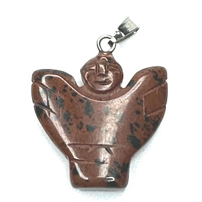 Obsidian Moka Angel, Anhänger Naturstein handgeschliffen 25 x 21 x 5 mm, Stein der Erlösung