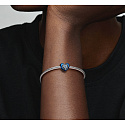 Charms Sterling Silber 925 Drehbares blaues Herz Perlenarmband Liebe