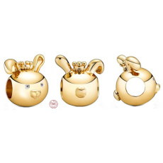 Charm Sterling Silber 925 Kaninchen, Kaninchen ist das vierte Tier im 12-Jahres-Zyklus des chinesischen Tierkreiszeichens, Perle für Armband