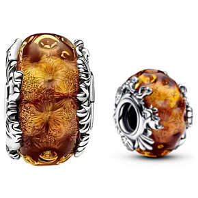 Charme Sterling Silber 925 Disney König der Löwen - orange Murano Glasperle auf Armband Film