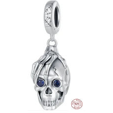 Charm Sterlingsilber 925 Skelett, das einen Schädel hält, Anhänger für Armband Halloween
