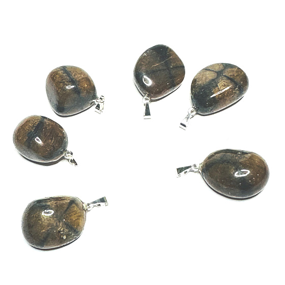 Chiastolite Trommel Anhänger Naturstein, 2,2-3 cm, 1 Stück, Sehender Stein - hilft, in die Geheimnisse des Universums einzudringen