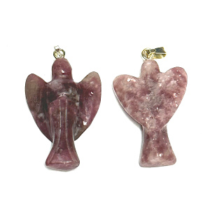 Lepidolith Engel Schutzengel Anhänger Naturstein handgeschliffen 25 x 21 x 5 mm, Amulett der Sportler