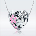 Charme Sterling Silber 925 Poetische Blumen Herz Perle auf Armband Liebe