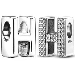 Charme Sterling Silber 925 Alphabet Buchstabe H, Perle für Armband