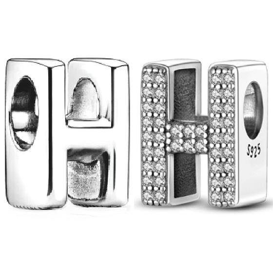 Charme Sterling Silber 925 Alphabet Buchstabe H, Perle für Armband