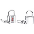 Charms Sterling Silber 925 Vorhängeschloss und Schlüssel 2in1 rot, Liebesarmband Anhänger
