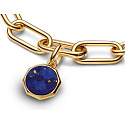 Charm Sterlingsilber 925 Mini-Medaillon blau Imitation Lapislazuli, Anhänger für Armband Symbol