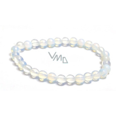 Opalit Armband elastisch, Kunststeinkugel 6 mm / 16 - 17 cm, Wunsch- und Hoffnungsstein