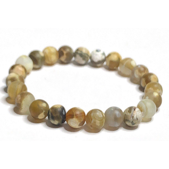 Achat feurig matt natur gelb Armband elastisch Naturstein, Kugel 8 mm / 16 - 17 cm