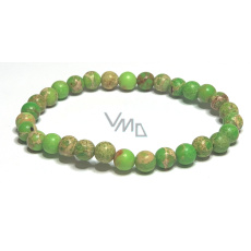 Jaspis / Regalit Imperial Meeressediment grün Armband elastisch gemischtes Mineral, Kugel 6 mm / 16 - 17 cm Jaspis / Regalit Imperial Meeressediment grün Armband elastisch gemischtes Mineral, Kugel 6 mm / 16 - 17 cm