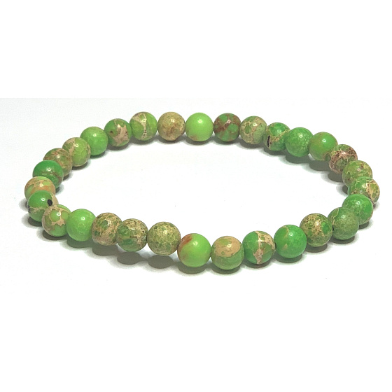 Jaspis / Regalit Imperial Meeressediment grün Armband elastisch gemischtes Mineral, Kugel 6 mm / 16 - 17 cm