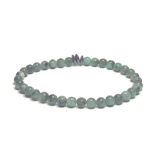 Smaragd Afrikanisches Armband elastisch Naturstein, Kugel 5 mm / 16 - 17 cm, königlicher Stein