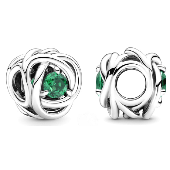 Charm Sterling Silber 925 Infinity Kreis Ewigkeit Blume royal grün, Perle für Armband
