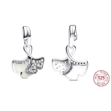 Sterling Silber 925 Ginkgo Biloba Blatt Symbol der Gesundheit, Widerstandsfähigkeit, Natur Armband Anhänger