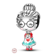 Charme Sterling Silber 925 Oma, Perle auf Armband Familie