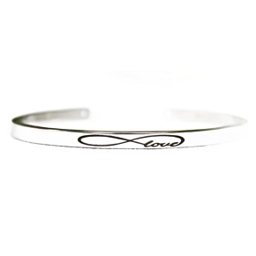Edelstahlarmband silber mit Gravur Liebe, offene Manschette, 4 mm