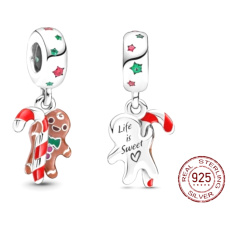Sterling Silber 925 Lebkuchenfigur 2in1, Weihnachtsarmband-Anhänger