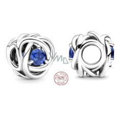 Charme Sterling Silber 925 Unendlicher Kreis der Ewigkeit leuchtend blau, Perle für Armband Charme Sterling Silber 925 Unendlicher Kreis der Ewigkeit leuchtend blau, Perle für Armband